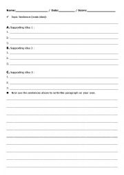 English Worksheet: Paragraph Writing 