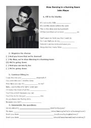 English Worksheet: John Mayer - Slow Dance In a Burning Room