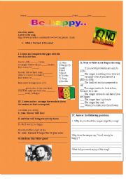 English Worksheet: Dont worry be happy, Listening comprehension