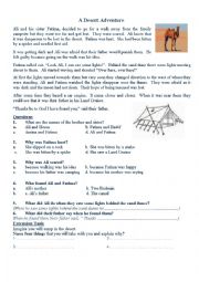 English Worksheet: desrt adventure