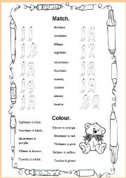 Funny number matching and colouring 11-20