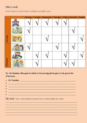 English Worksheet: Routines + days of the week