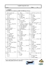 English Worksheet: Diagnostic Test (with Key)