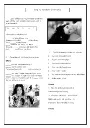 English Worksheet: Song - My immortal