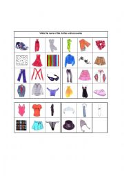 English Worksheet: Clothes and accessories