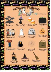 English Worksheet: Halloween Pictionary