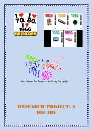 English Worksheet: Research project: A decade (part 1)