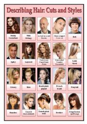 English Worksheet: Describing Hair - Cuts and Styles