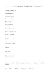 English Worksheet: European languages