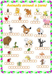 English Worksheet: Animals around a farm!