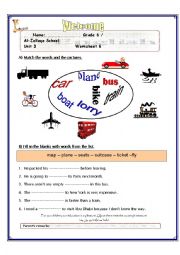 English Worksheet: traveling and means of transportation