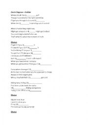 English Worksheet: Gavin Degraw soldier lyrics assignment