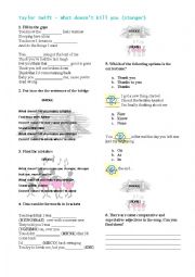 English Worksheet: Kelly Clarckson - What doesnt kill you (stronger)