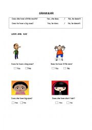 English Worksheet: body parts