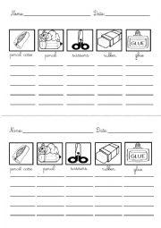 English Worksheet: School objects Spelling