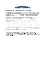 English Worksheet: thanksgiving