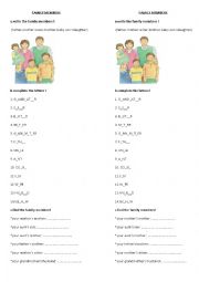 English Worksheet: family members