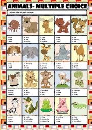 ANIMALS - MULTIPLE  CHOICE