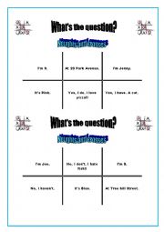 English Worksheet: Game time: Questions!!!!noughts and crosses