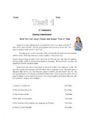 English Worksheet: Test pre-intermediate