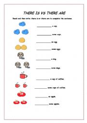 English Worksheet: There is vs There are