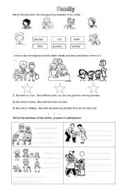 English Worksheet: family