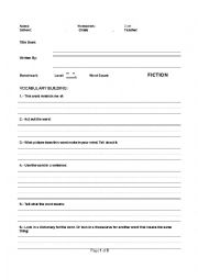English Worksheet: Fiction Format