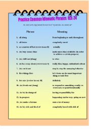 English Worksheet: Practice Common Idiomatic Phrases RCL-24