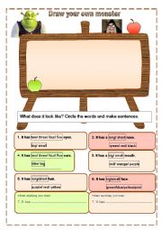 big green monster worksheet