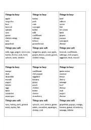 English Worksheet: Shopping List