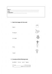 English Worksheet: Food teste