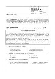 English Worksheet: Reading comprehension test