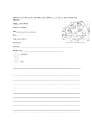 English Worksheet: complete the information and write a composition