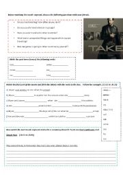 English Worksheet: Movie Session _ Taken ( Past Continuous and Simple Past)