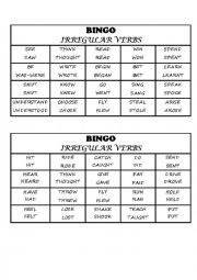 English Worksheet: VERBS (PRESENT-PAST-PAST PARTICIPLE) BINGO