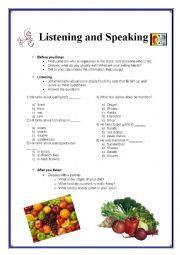 English Worksheet: Food for Vegetarians - Listening and speaking