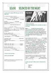 English Worksheet: Song Keane - Silenced by the night