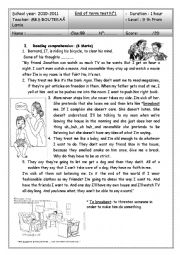 English Worksheet: reading comprehension about family relashionships
