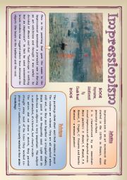 English Worksheet: IMPRESSIONISM - first part