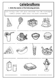 English Worksheet: Celebrations