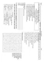 English Worksheet: Daily and Weekly Routine / Hours