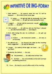 English Worksheet: Infinitive or Gerund?