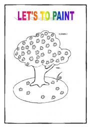 English Worksheet: PAINT THE TREE