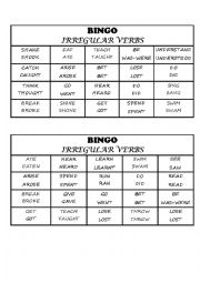 English Worksheet: VERBS(PRESENT- PAST - PAST PARTICPLE)- BINGO