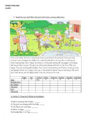 English Worksheet: Grammar & Vocabulary on Present Continuous + Transports+ Animals+Clothes. Fully Editable Version
