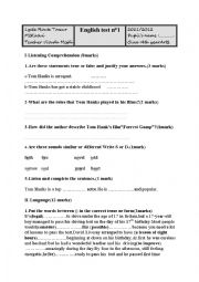 English Worksheet: test