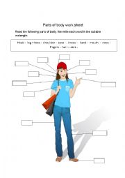 English Worksheet: parts of body 