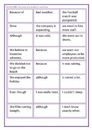 English Worksheet: Linking words. Contrast and reason