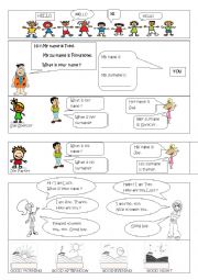 English Worksheet: Greetings / asking names