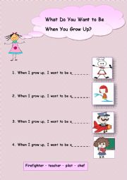 English Worksheet: What do you Want to be when you grow up?